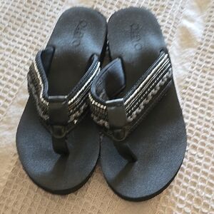 Black and Gray Flip Flops